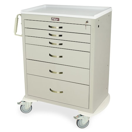 Harloff Quick Ship Tall Anesthesia Cart, Standard Width, Six Drawers, Standard Key Lock MDS3030K06Q